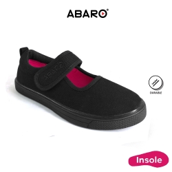 Black School Shoes ABARO 2692 Canvas Pre-School/Primary Girls